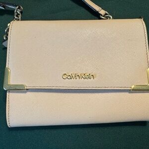 Calvin Klein Pink Gold Women’s Crossbody Purse Handbag w/ Magnetic Snap Closure